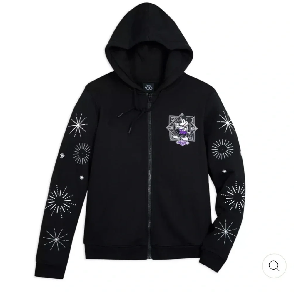 Rare Walt Disney 100th Anniversary Size Large Full Zip Hoodie Black Sweatshirt - Picture 2 of 10